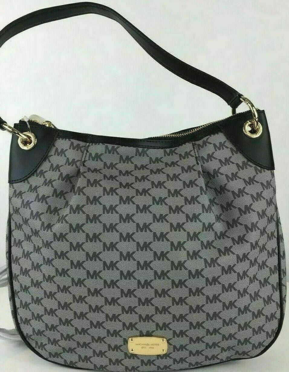 Jet Set Large Convertible Shoulder Tote Bag Purse Black Gray