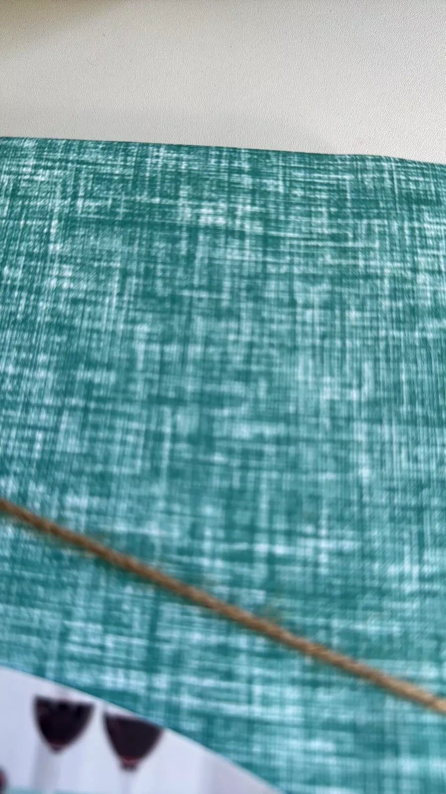 Tablecloth Woven Cross Dyed  60" x 84" | Water & Fade Resistant, Green/Blue