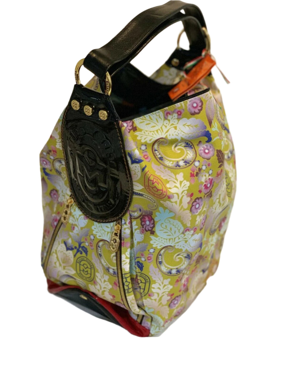 Marino Orlandi floral leather convertible backpack handbag made in Italy