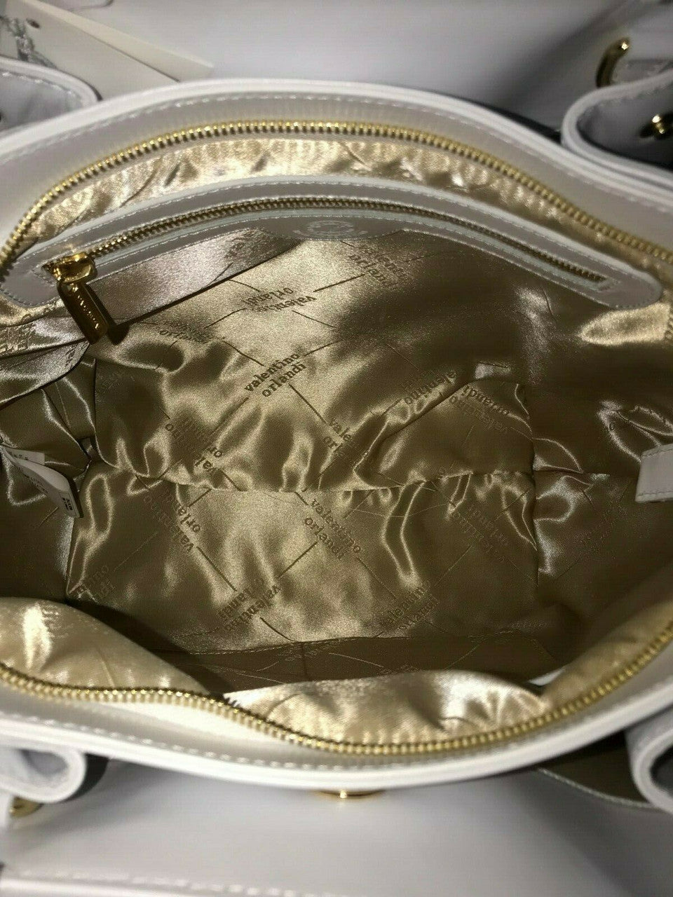 Swarovski Crystals White Leather Handbag Satchel Shoulder Valentino Orlandi