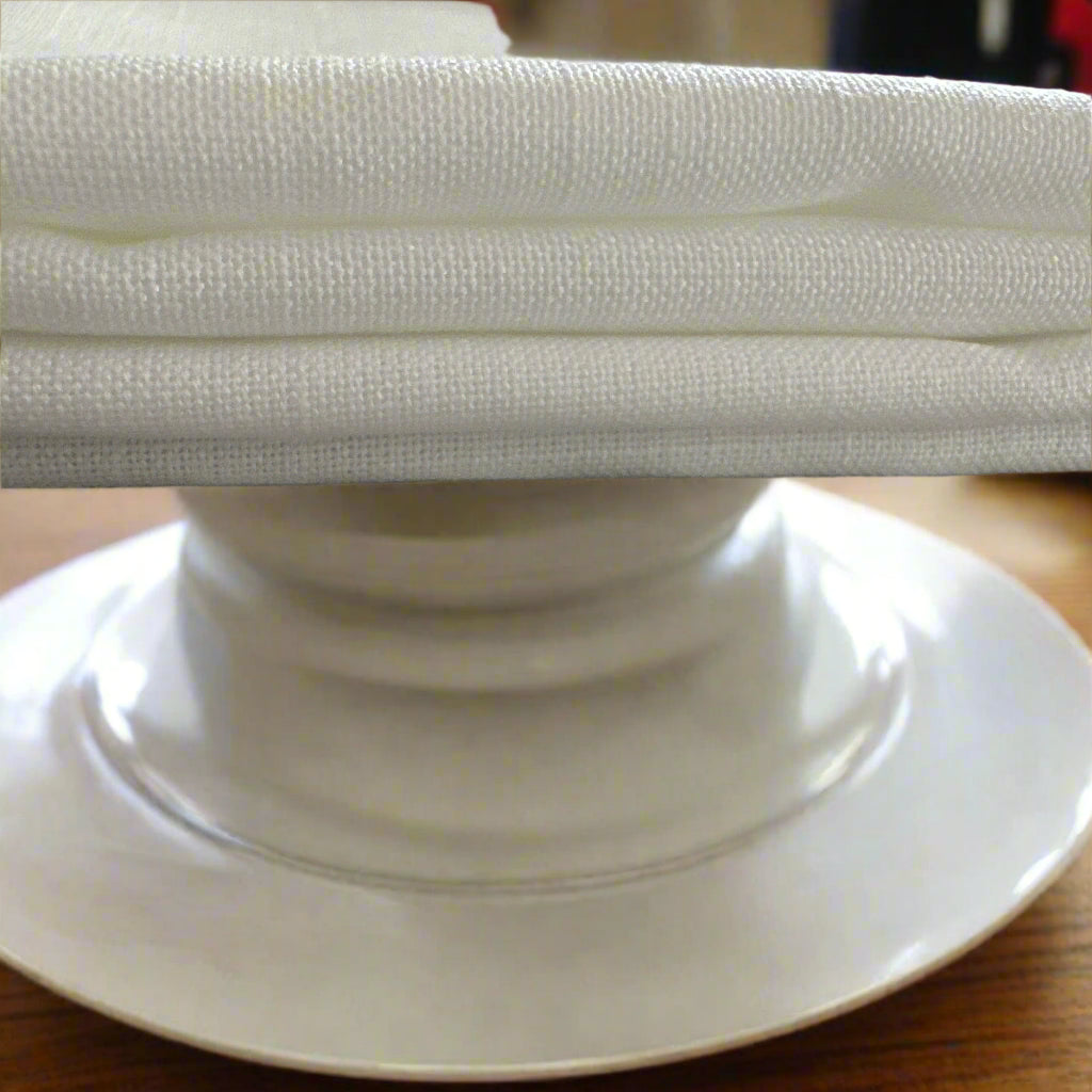 Monarch Linens natural white linen dinner napkins set of four 17 x 17 inches with mitered corners reusable cloth napkins