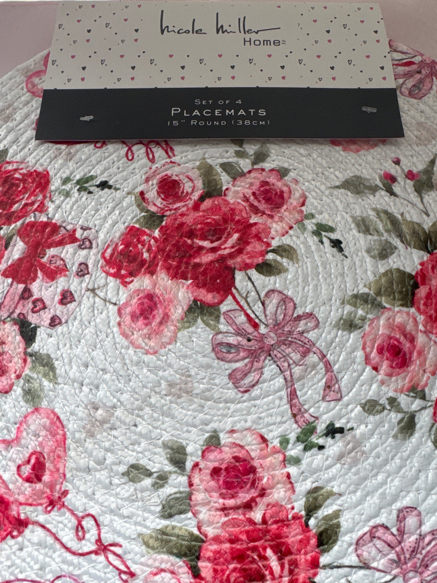 Placemats 15" Diameter Set of 4 Floral Round