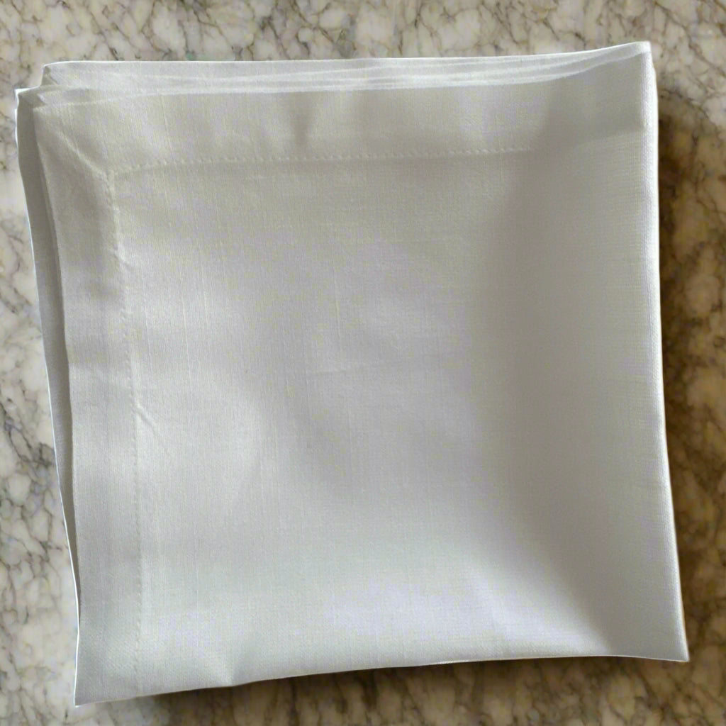 Monarch Linens natural white linen dinner napkins set of four 17 x 17 inches with mitered corners reusable cloth napkins