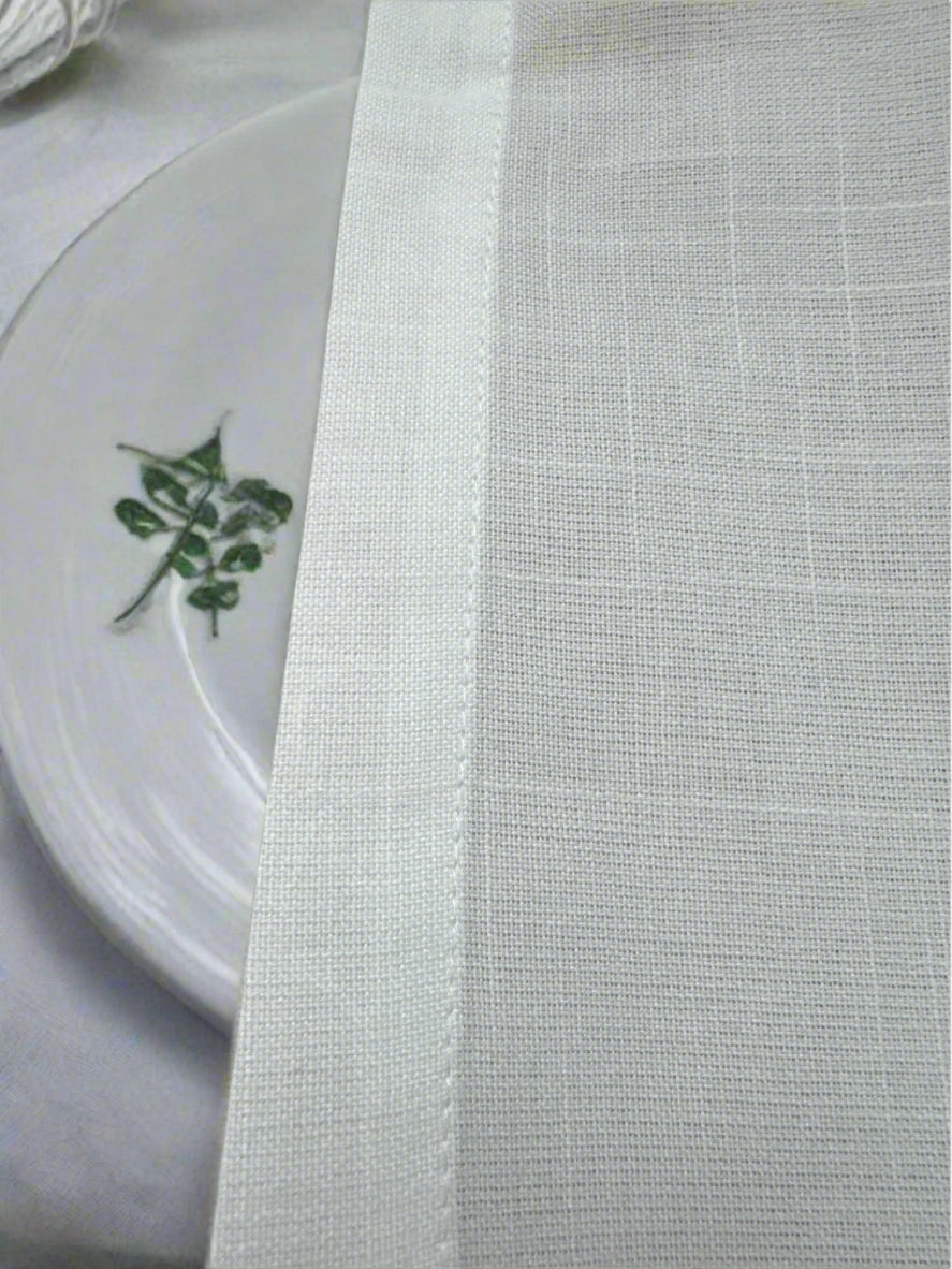 Monarch Linens natural white linen dinner napkins set of four 17 x 17 inches with mitered corners reusable cloth napkins