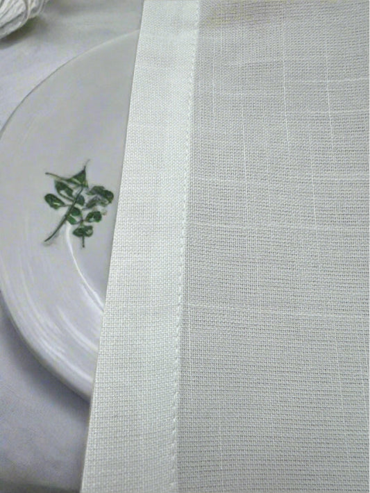 Monarch Linens natural white linen dinner napkins set of four 17 x 17 inches with mitered corners reusable cloth napkins