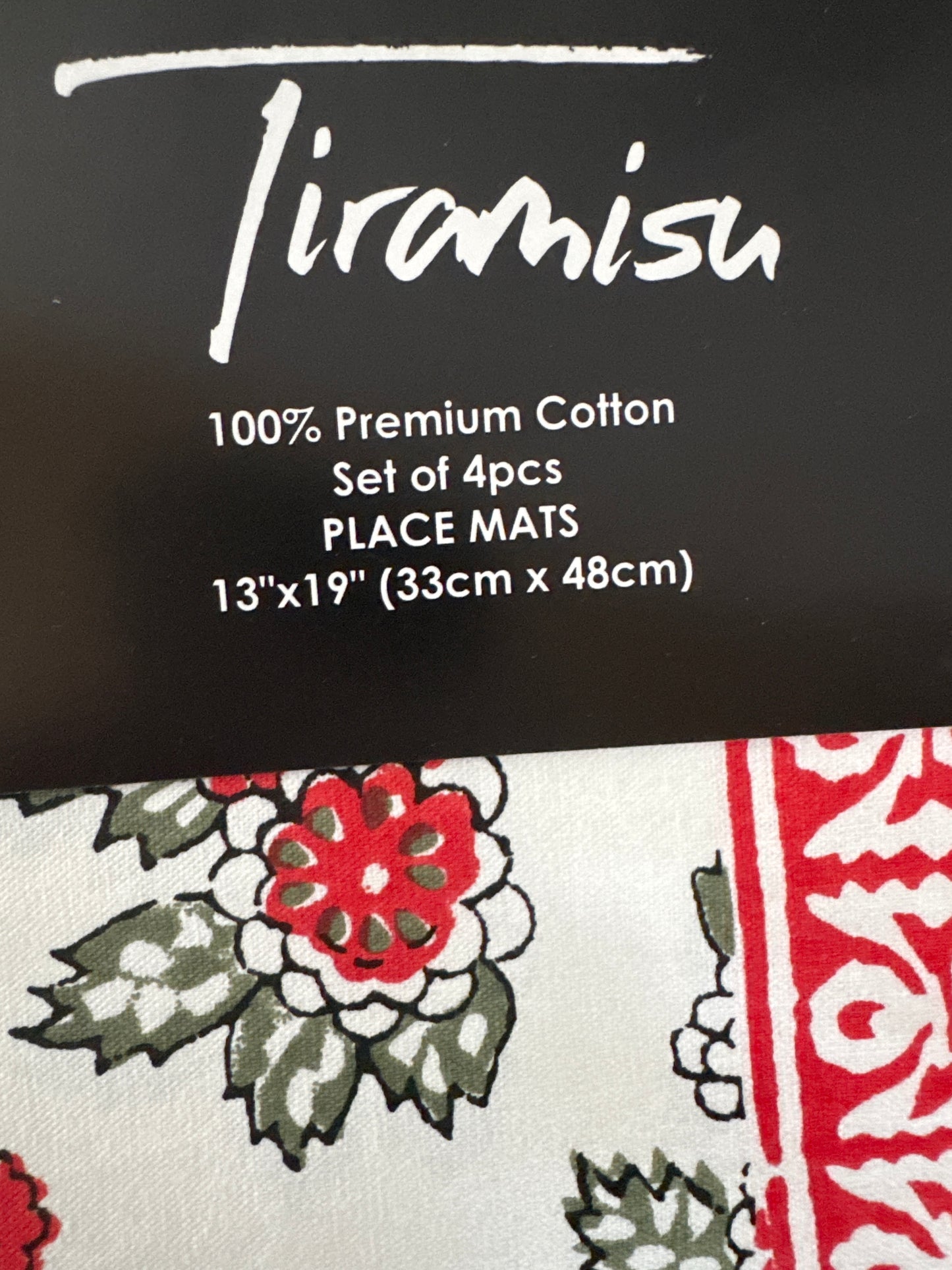 Placemats – 13" x 19" Cotton Set of 4 Block Print