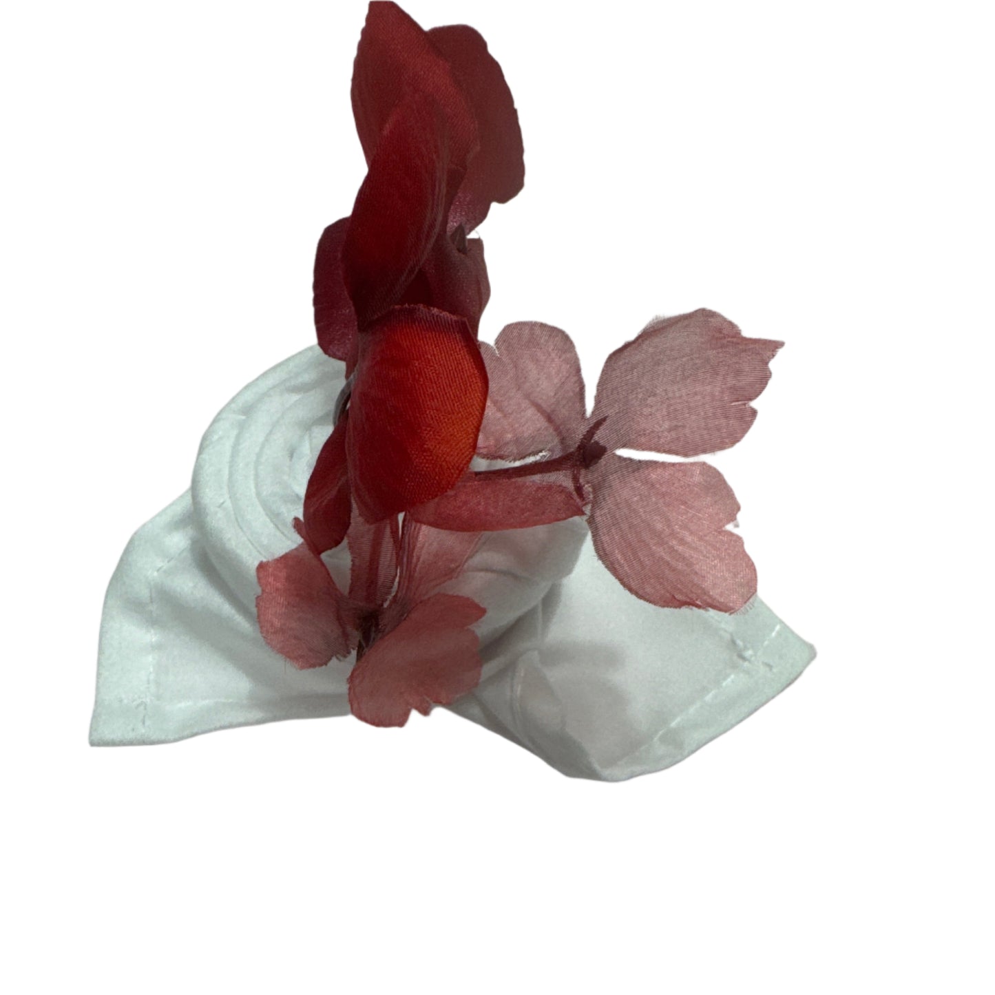 White polyester cloth napkins 18 x 18 inches set of eight by Monarch Linens shown folded and styled for formal and everyday table settings