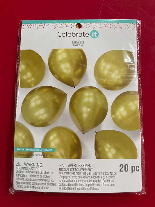 Celebrate it Balloons 20 pcs 12" (30.4 cm) Chrome Gold