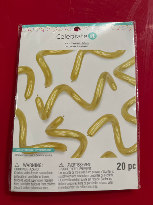 Celebrate it Twisting Balloons 20 pcs Chrome Gold