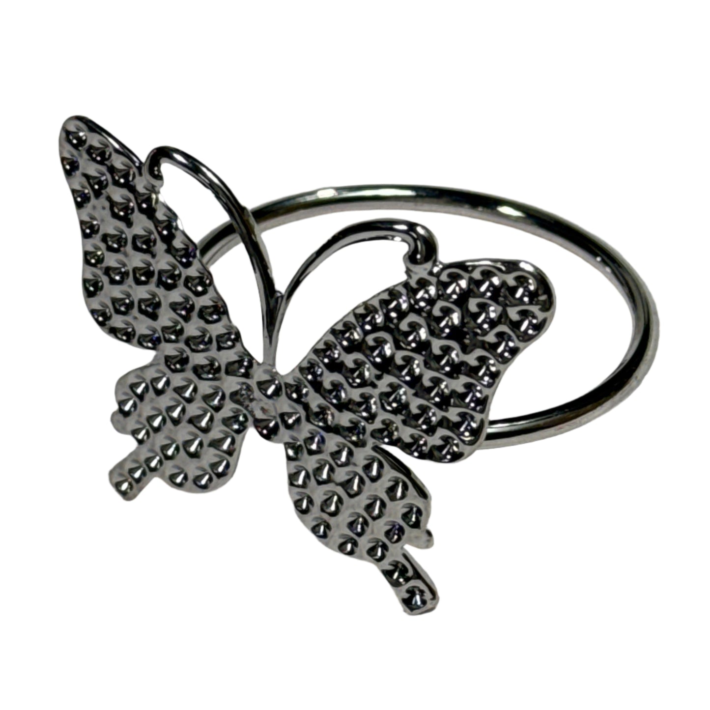 Set of 6 silver butterfly napkin rings 


