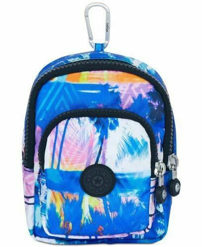 Kami Mini Bag Key Chain Printed Prism Nylon Pouch 4.25"x 6"x 2.75" Kipling