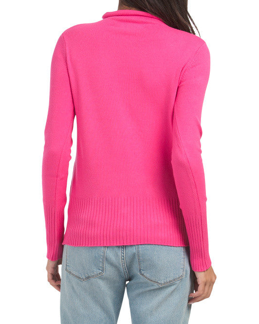 FRENCH CONNECTION Bright Prosecco Pink Babysoft Roll Neck Sweater Size L