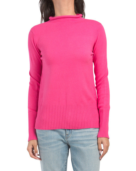 FRENCH CONNECTION Bright Prosecco Pink Babysoft Roll Neck Sweater Size L