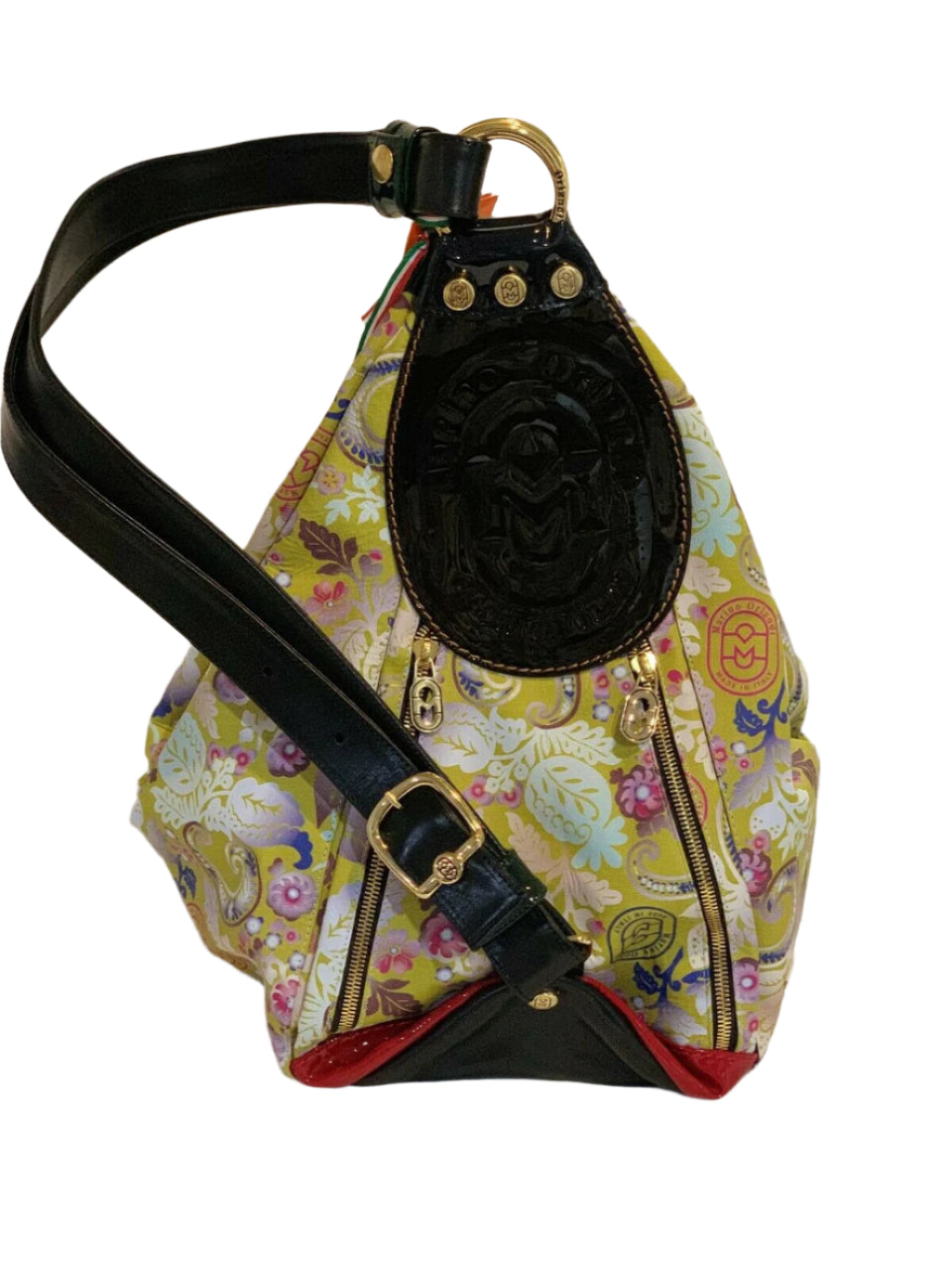 Marino Orlandi floral leather convertible backpack handbag made in Italy