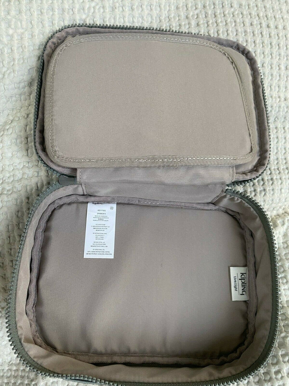 KIPLING 100 Pens Nylon Accessory Pencil Case Metallic Stoney GM
