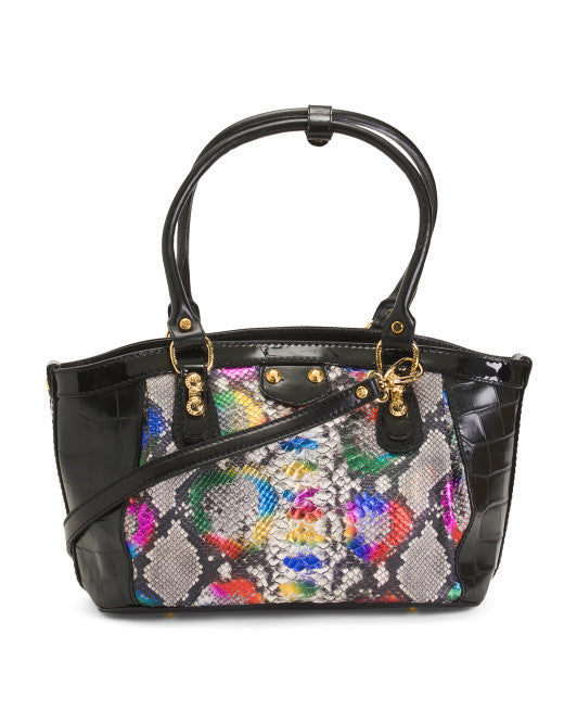 Leather Iridescent Croc Tote Italy MARINO ORLANDI