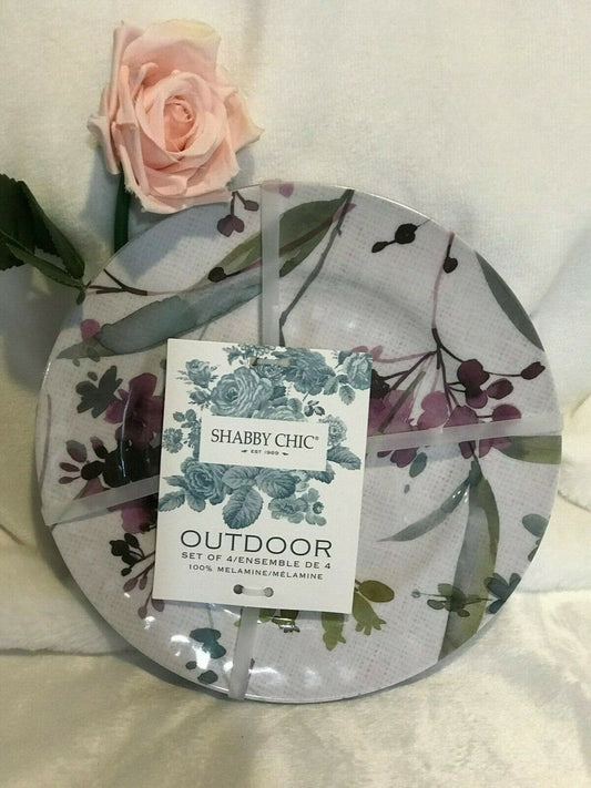 Floral Lilac Melamine 4 pcs Shabby Chic Spring 8.5" Plates Appetizer