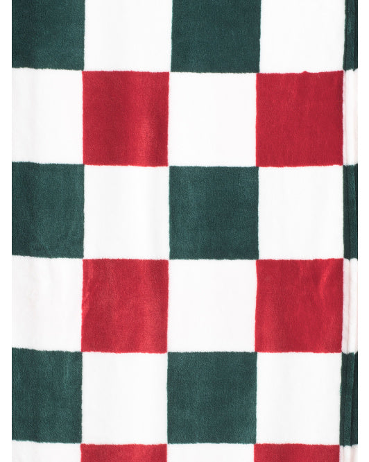 Throw Blanket Oversized Plush Checkered Two-Tone Design, 50” x 70”