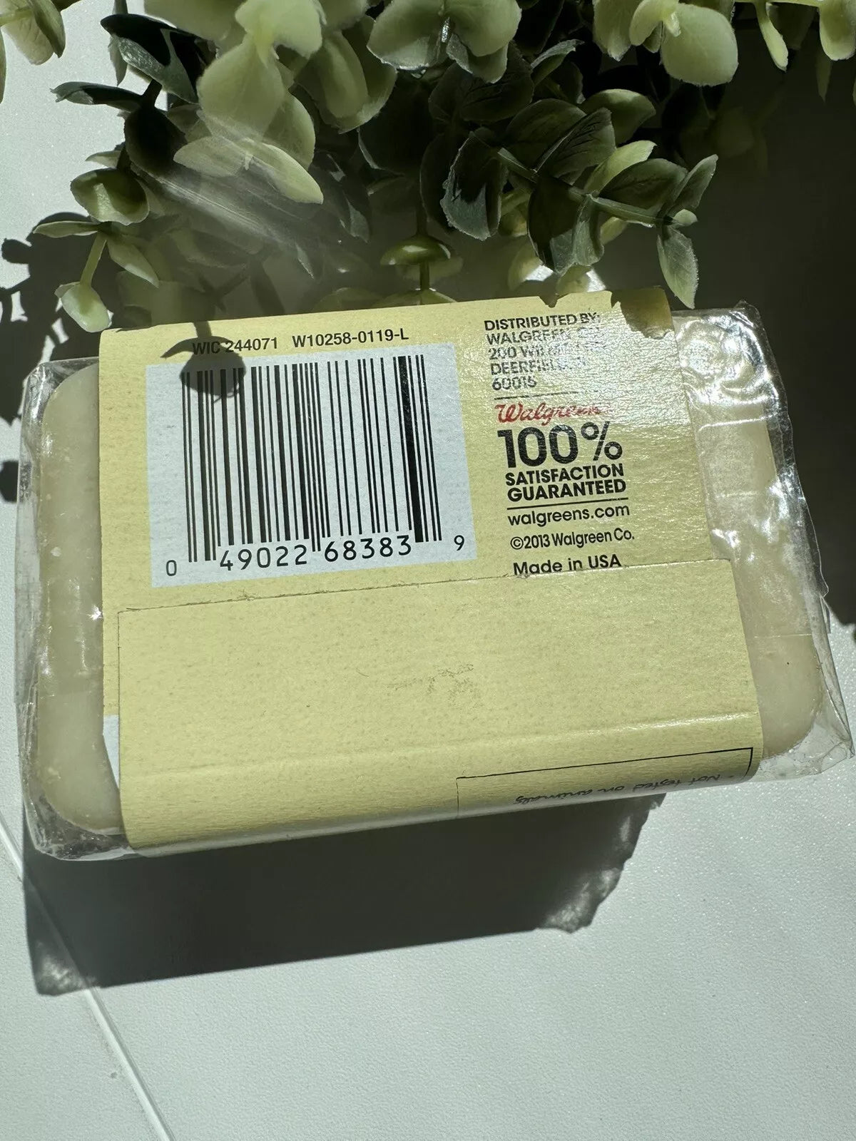 Ology Oatmeal Soap Bar Packaging, Back View with Barcode and Satisfaction Guarantee, Made in USA