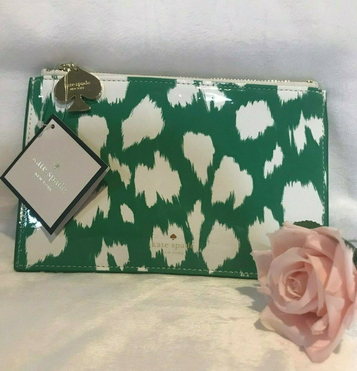 Pencil Pouch Green And White With Eraser, Ruler & Sharpener Kate Spade New York