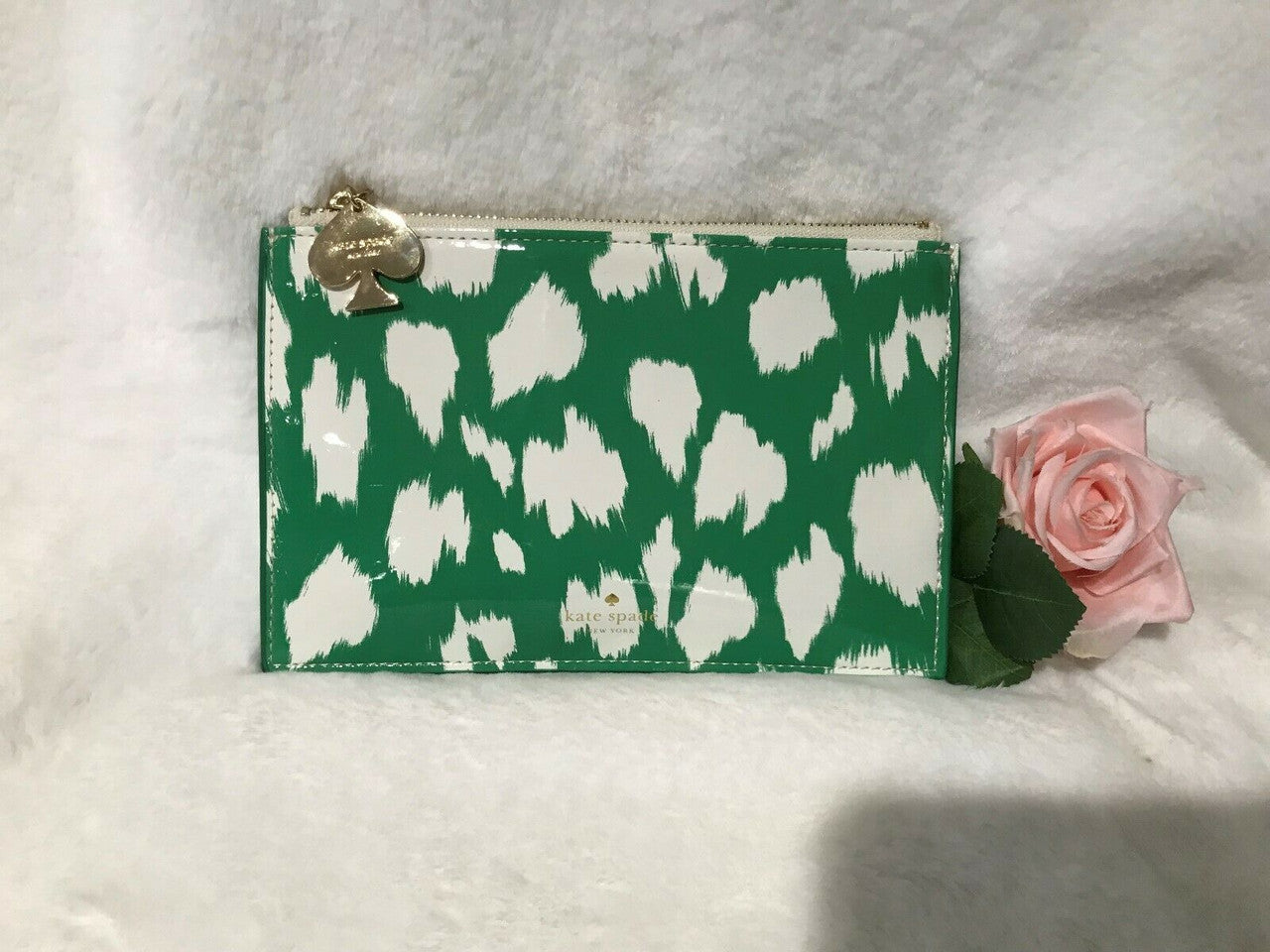 Pencil Pouch Green And White With Eraser, Ruler & Sharpener Kate Spade New York