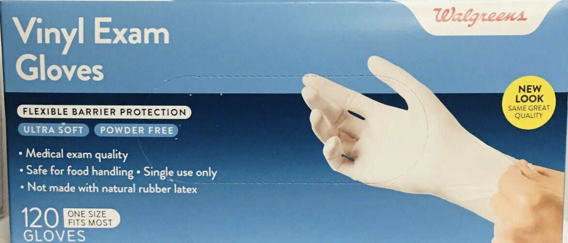 Vinyl Exam Gloves Ultra Soft Powder Free 120 One Size Gloves